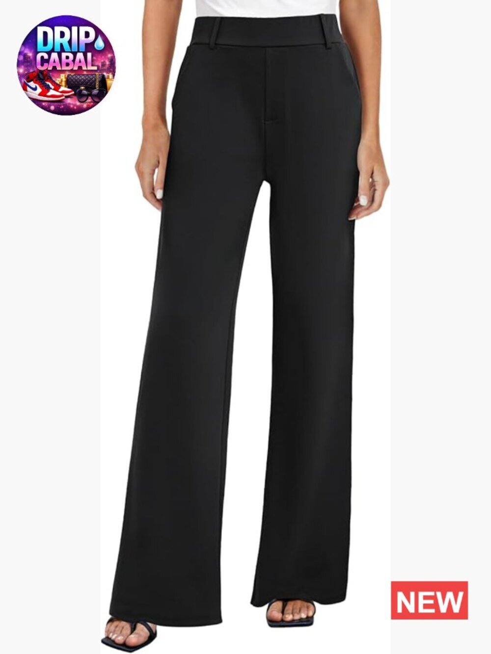 Wide Leg Dress Pants High Waisted Stretchy Work Trousers with Pockets